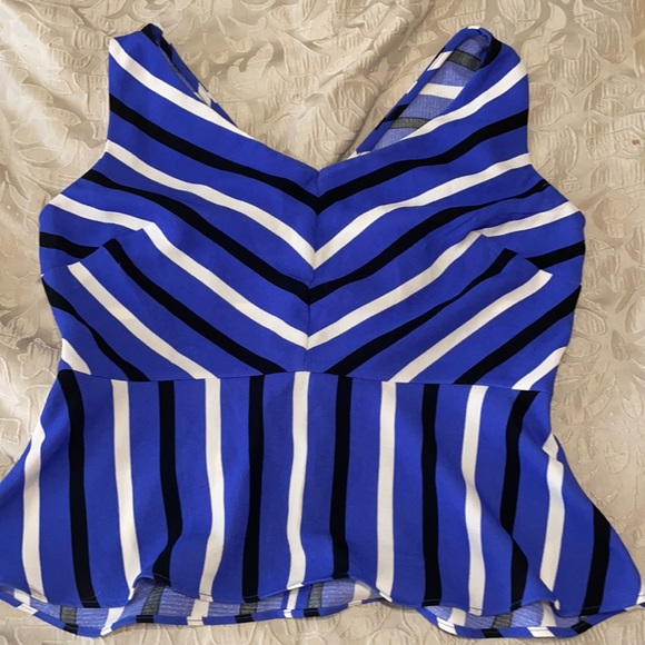 Worthington Petites PM V-Neck Stripped Peplum Top - Picture 10 of 10